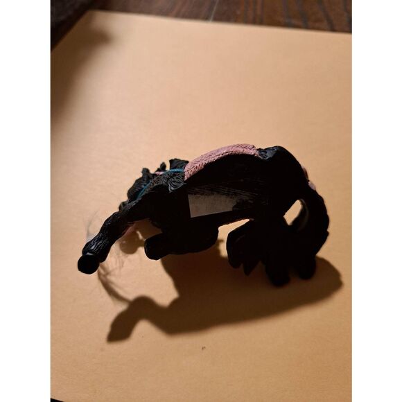 Vintage Hand-Painted Black Horse Pony Southwest Figurine with Blanket & Ribbon - Picture 6 of 6